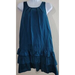Lost April Blue Sleeveless Ruffled Mini Dress Small Pleated Bodice Soft Flowy